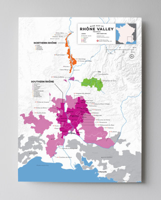 12x16 France Rhone wine map by Wine Folly