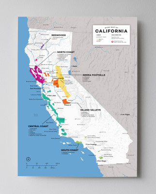 12x16 USA California wine map by Wine Folly