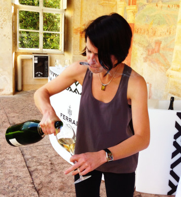 Madeline Puckette drinks Metodo Classico Ferrari Sparkling Wine