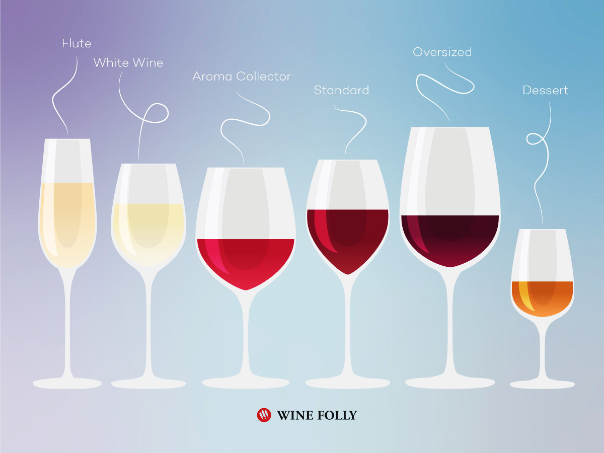 6 types of wine glasses - illustration by Wine Folly