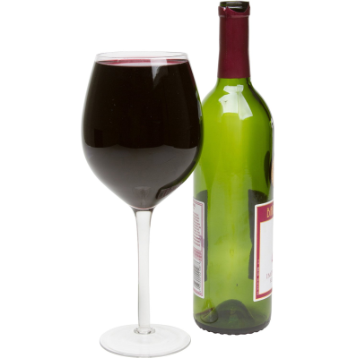 Large Wine Glass Holds a Full Bottle