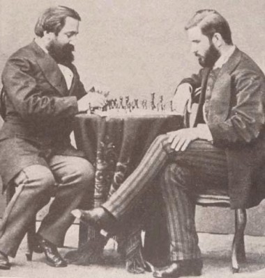 Ilia Chavchavadze and Ivane Machabeli playing chess, Saint Petersburg