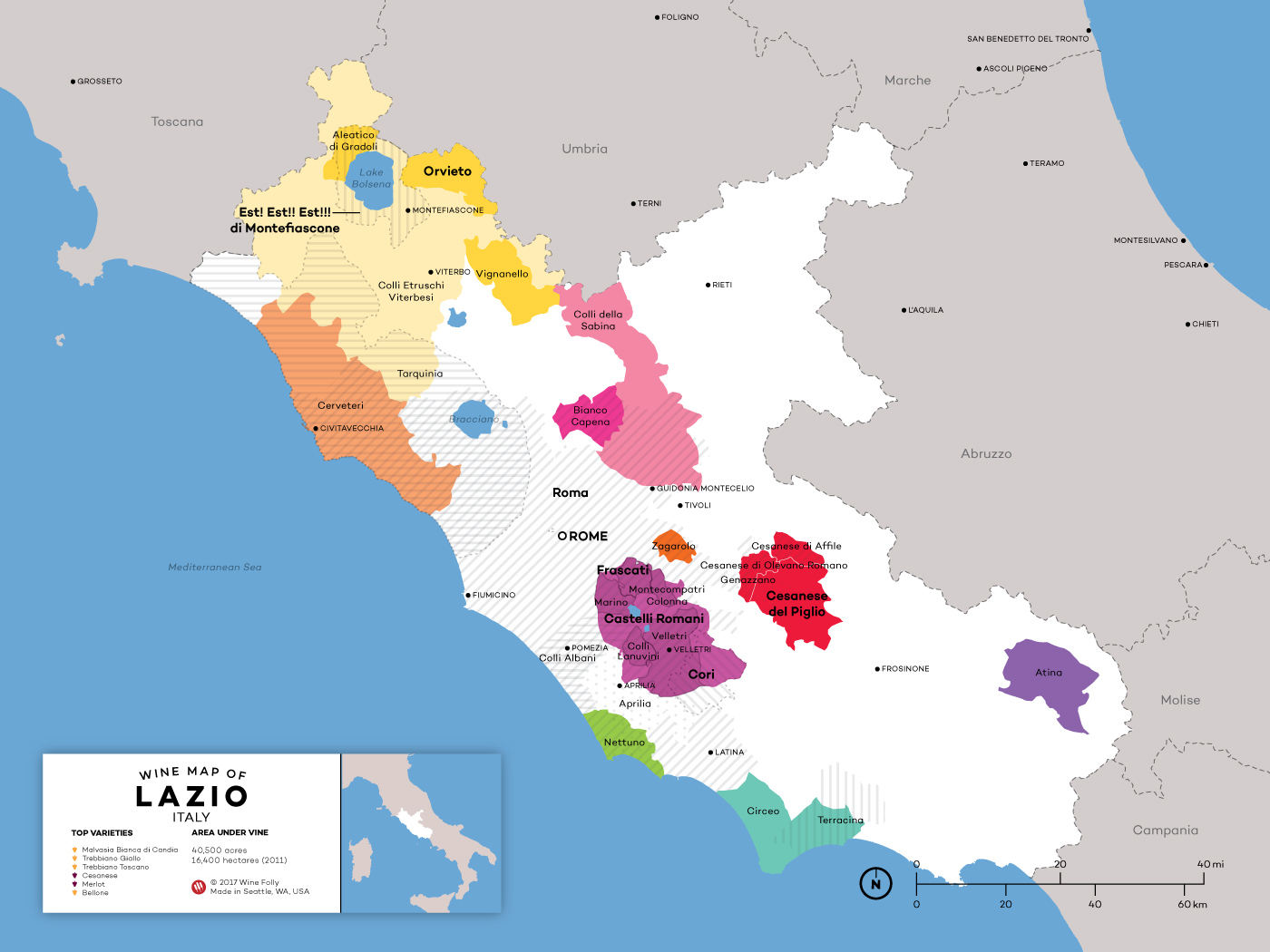 Rome Lazio Italy Map Modern Roman Wines From Lazio | Wine Folly