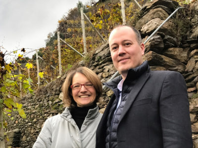 luke wohlers and isabella-pelizzatti perego in the Grumello portion of Valtellina above the Ar.Pe.Pe cellars