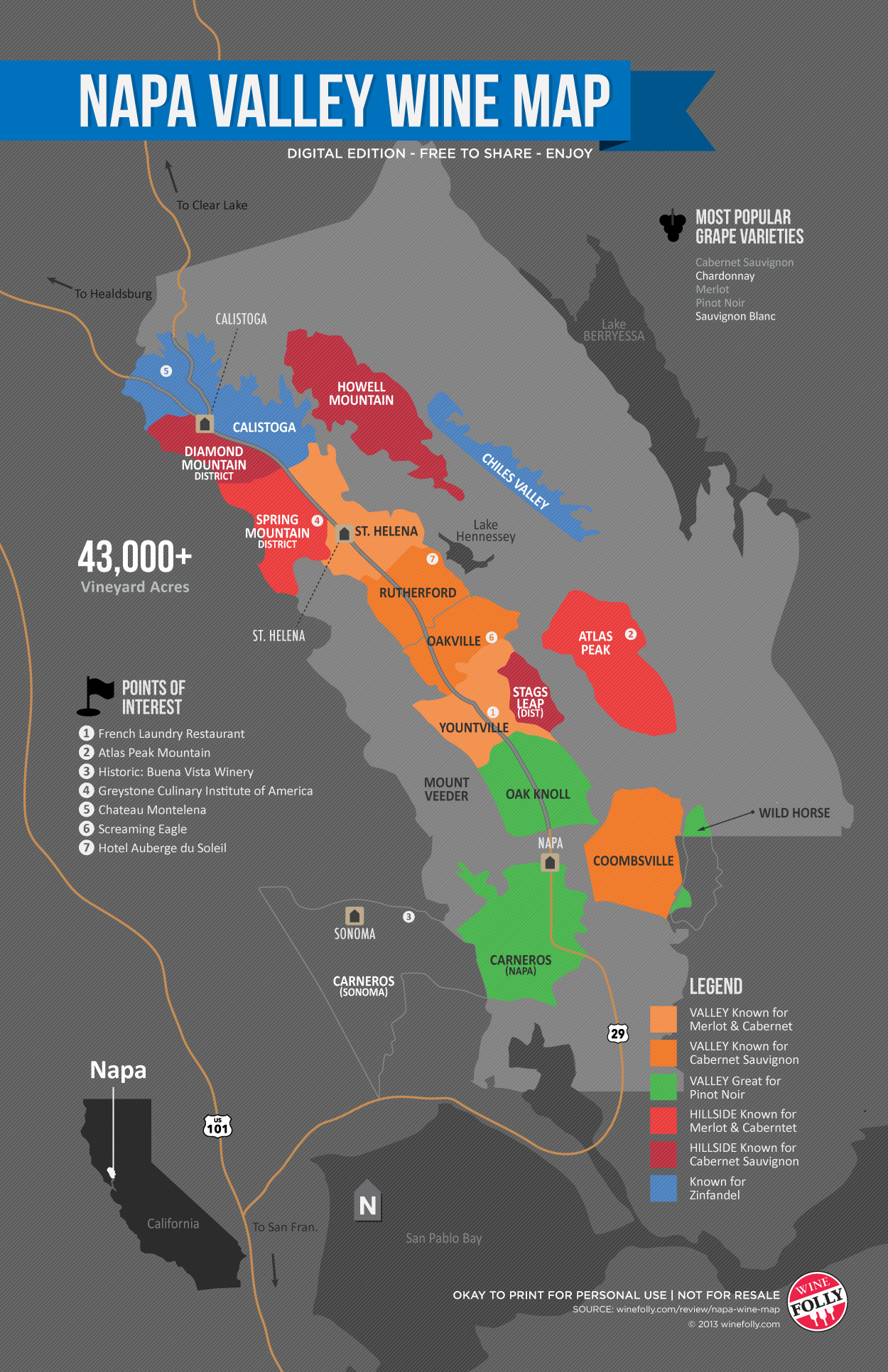 Map Of Napa Valley Map Of The United States   Napa Wine Map Wine Folly #