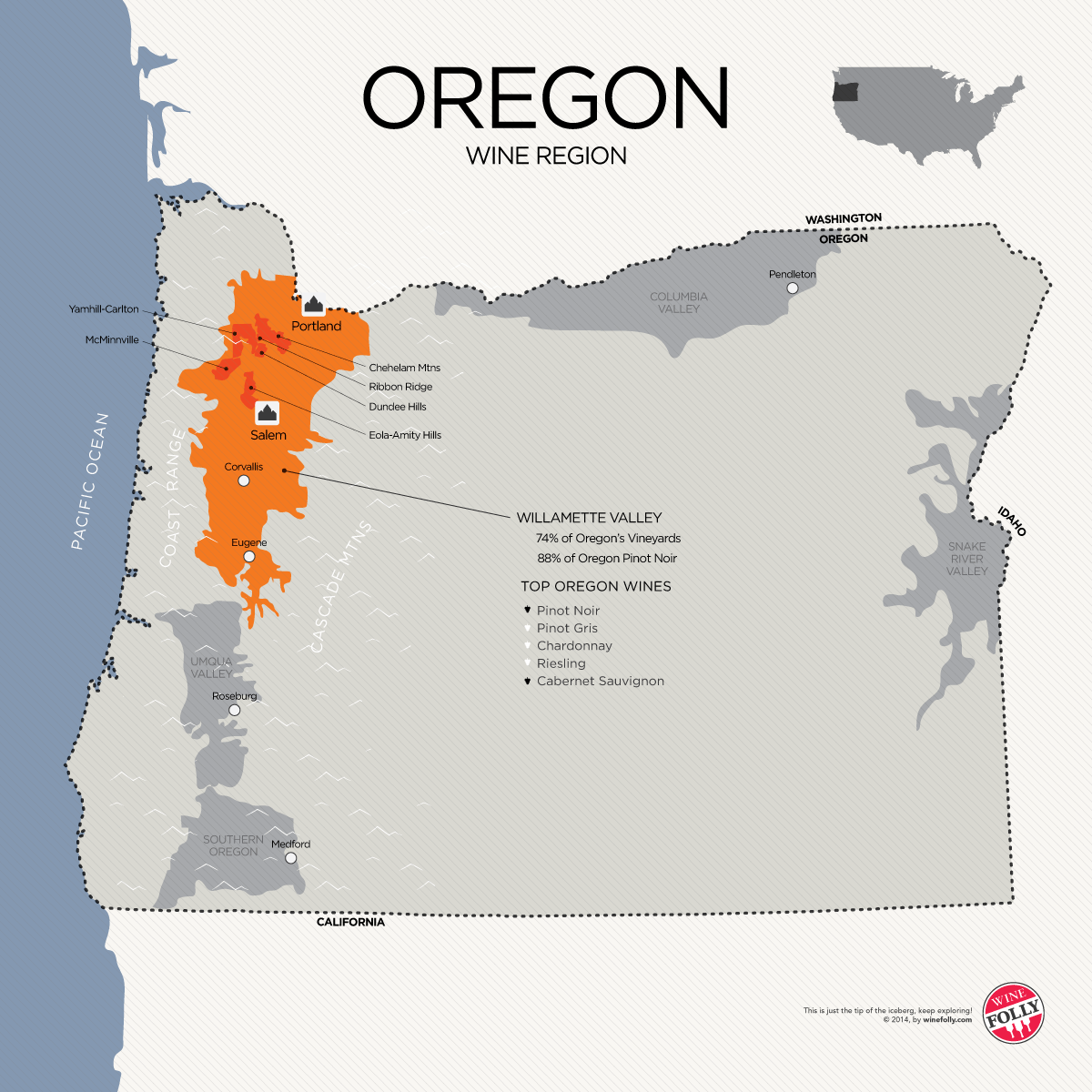 Oregon Wine Country Map A Guide to Learning Oregon Pinot Noir | Wine Folly