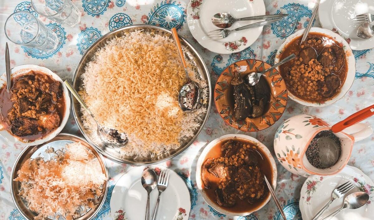 photograph of rice and other persian foods