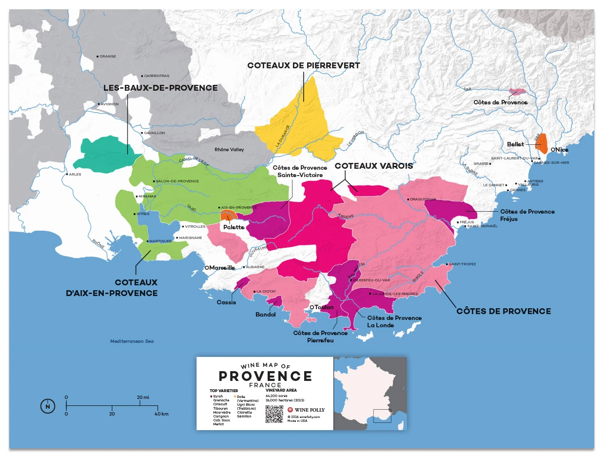 Essenti Le Gids Voor De Wijnstreek Provence Met Kaarten Marea Brava   Provence Wine Map WineFolly 