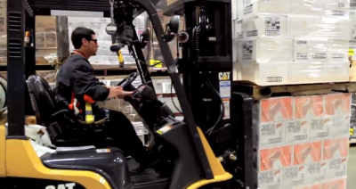 A warehouse technician at Wirtz Beverage in Chicago, Illinois