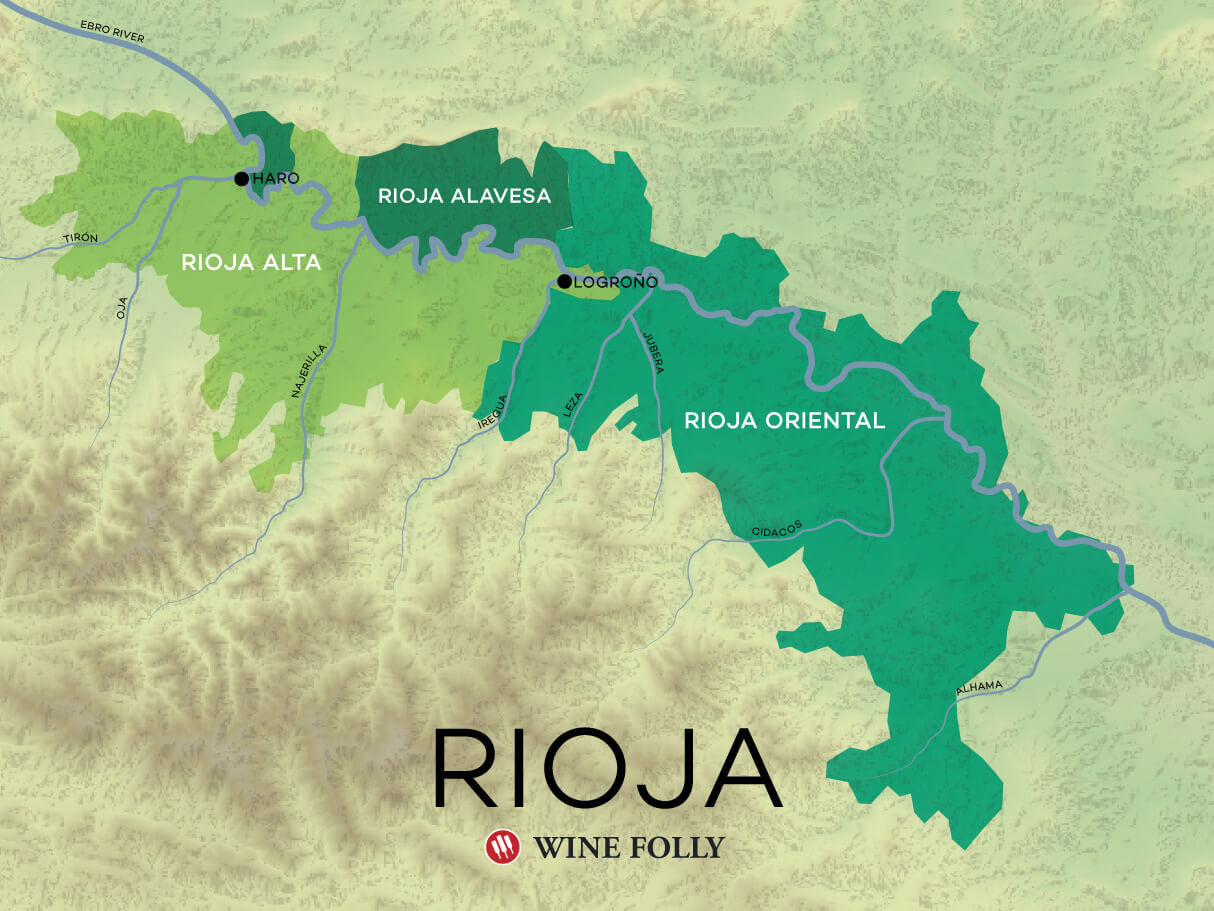 Nuevo mapa de vinos de Rioja que incluye Rioja Oriental por Wine Folly