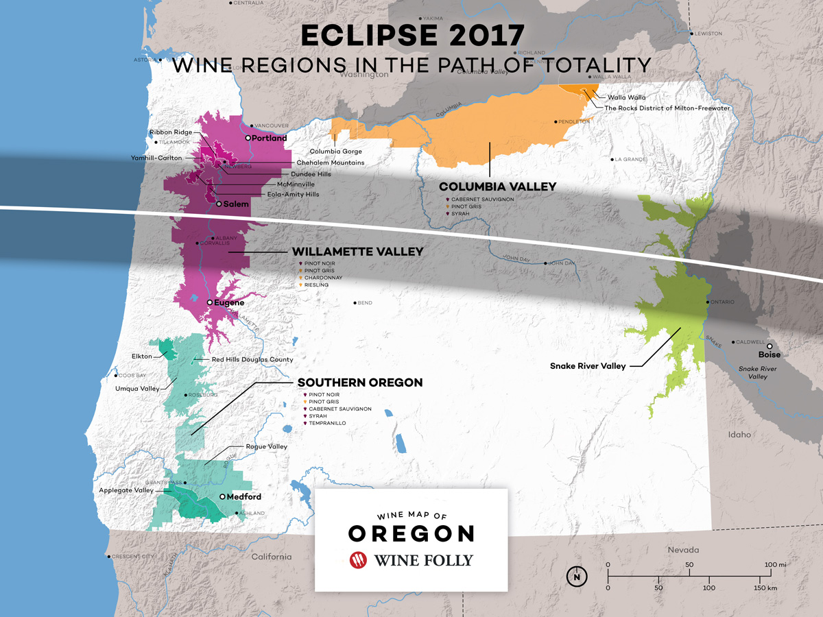 Oregon Map Of Totality 2017 Eclipse: Wines In The Path of Totality | Wine Folly