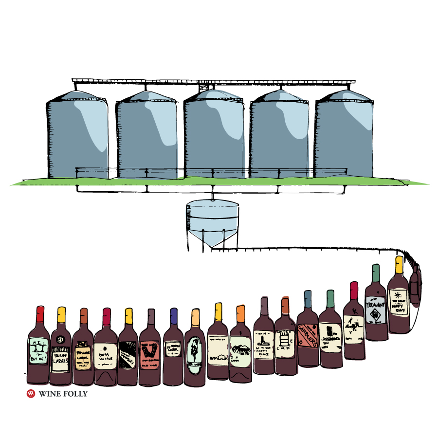 bulk wine maker fills generic bottles