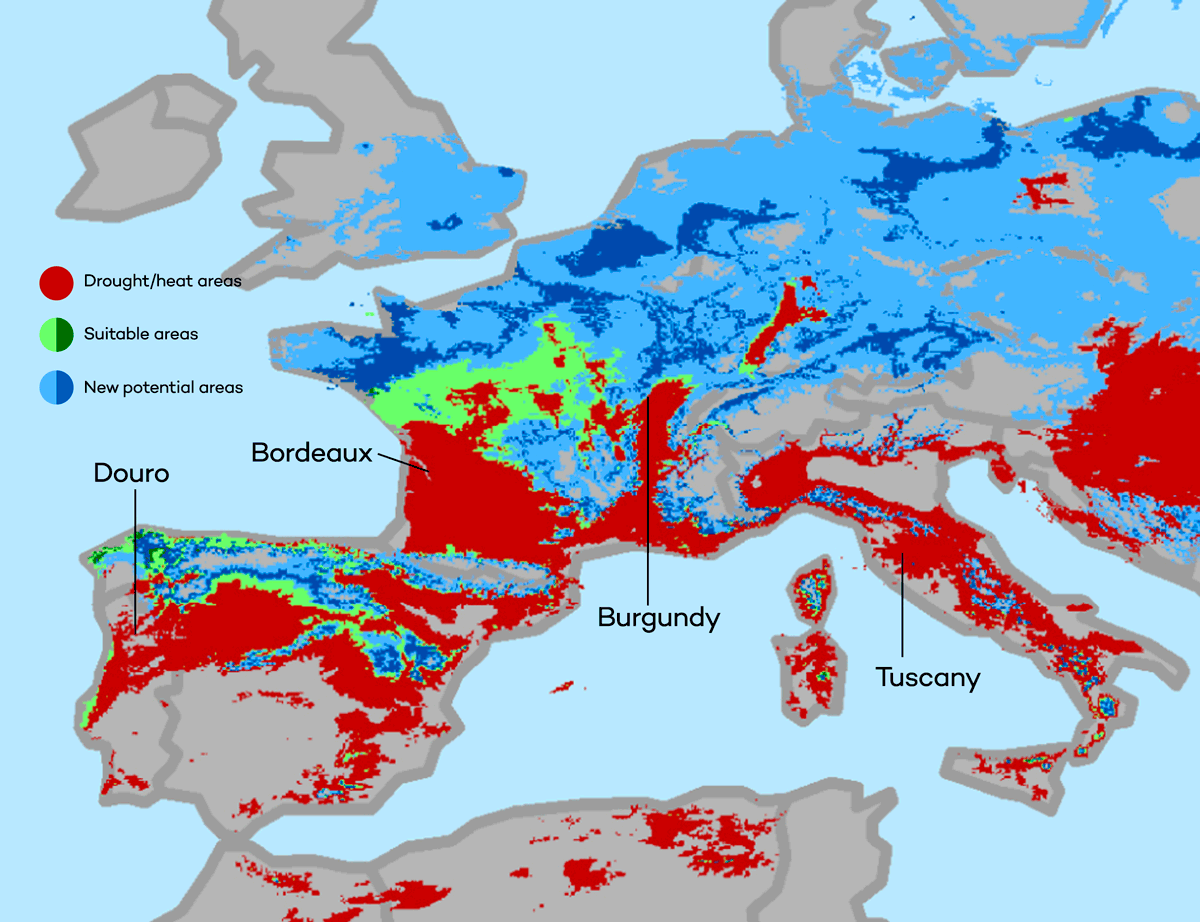 Climate Change Vs Wine A Snapshot Of Year 2050 Wine Folly   Climate Change Wine Western Europe 