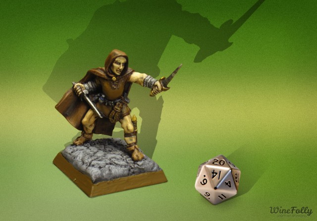 Dungeons and Dragons Game Piece Miniatures with Dice