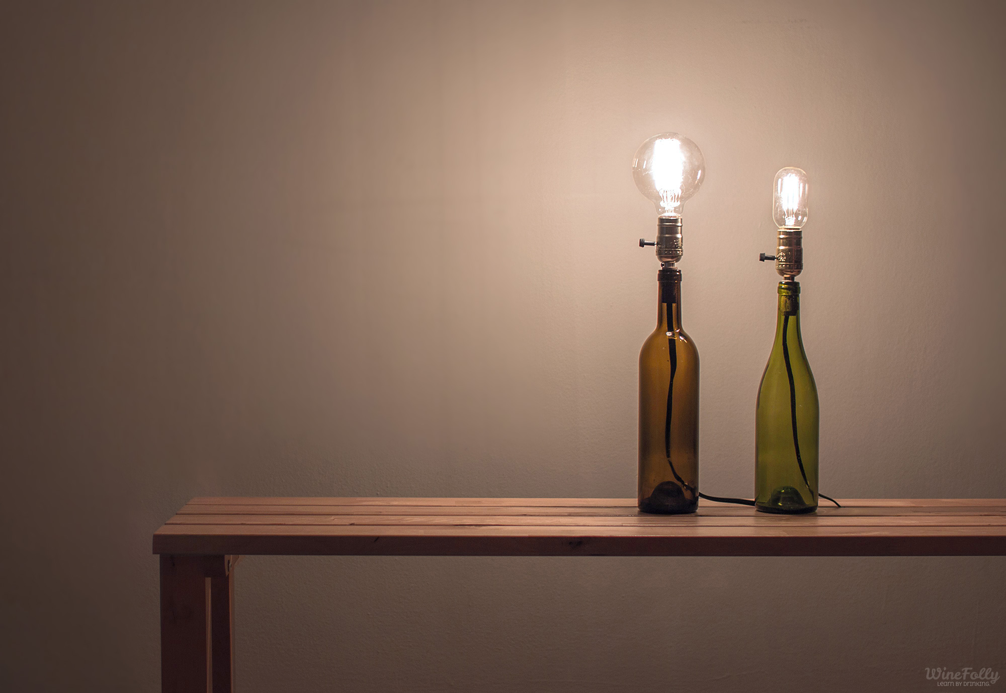 wine bottle lamp diy