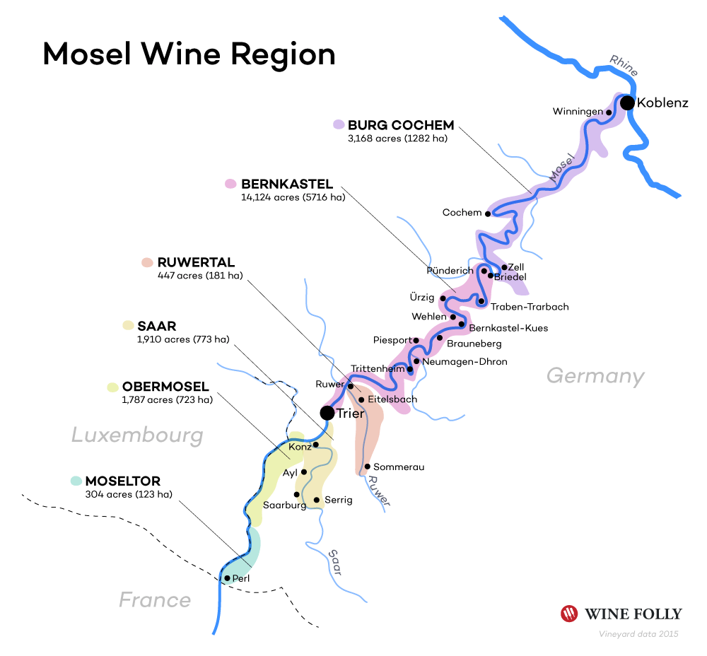 The Mosel Valley Wine Guide Wine Folly   Mosel Wine Map Basic By Wine Folly 