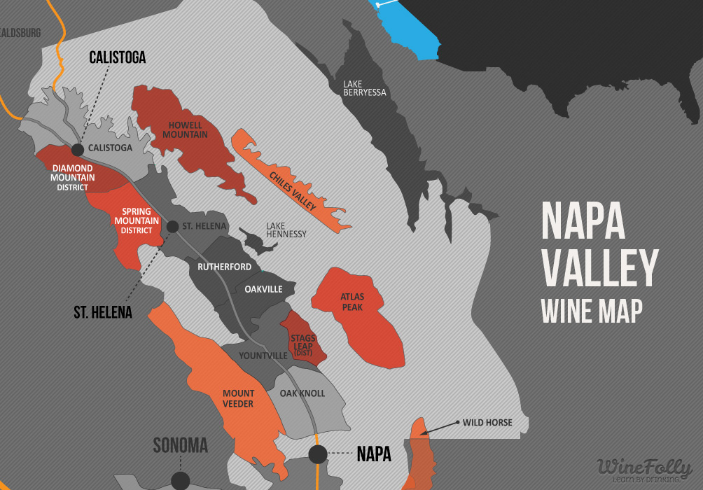 Napa Valley Wine Map A Simple Guide To Napa Wine (Map) | Wine Folly