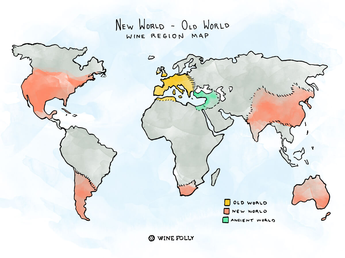 old world and new world map Real Differences New World Vs Old World Wine Wine Folly old world and new world map