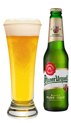 Pilsner Lager Light Beer in a Glass Urquell