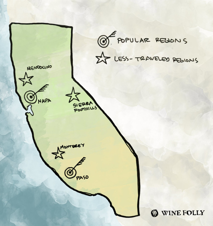 Popular vs less traveled wine regions