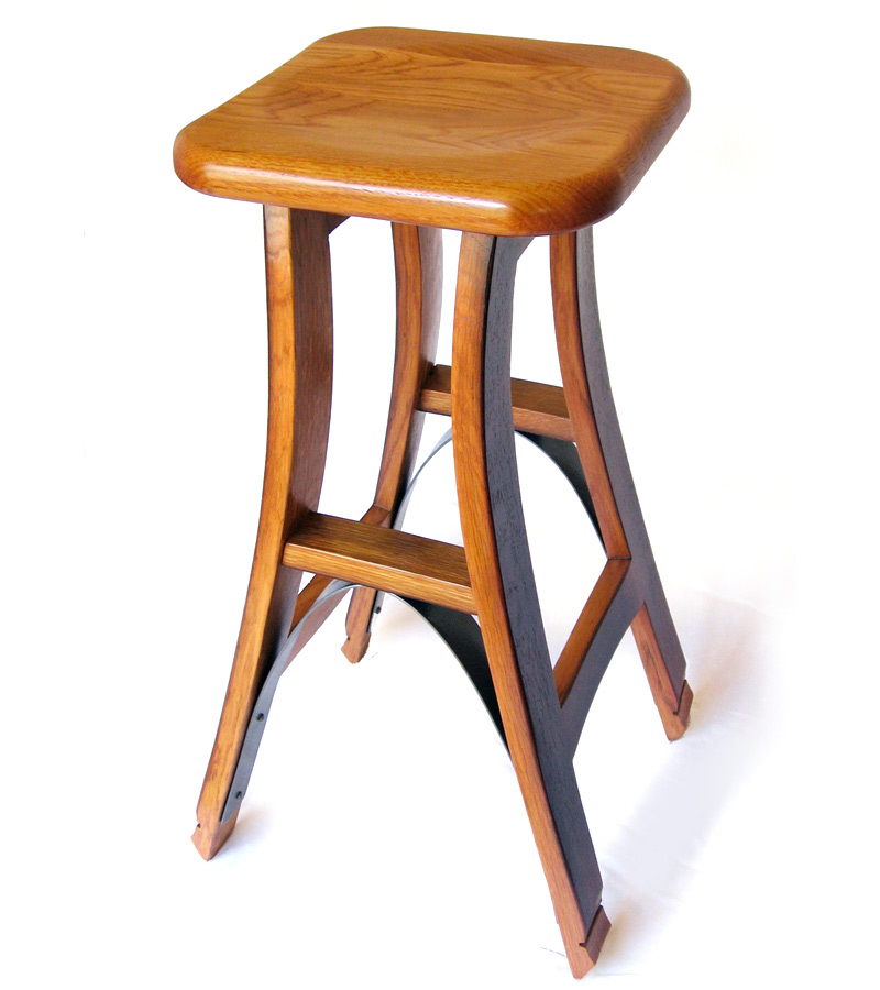 Reclaimed oak barrel bar stool
