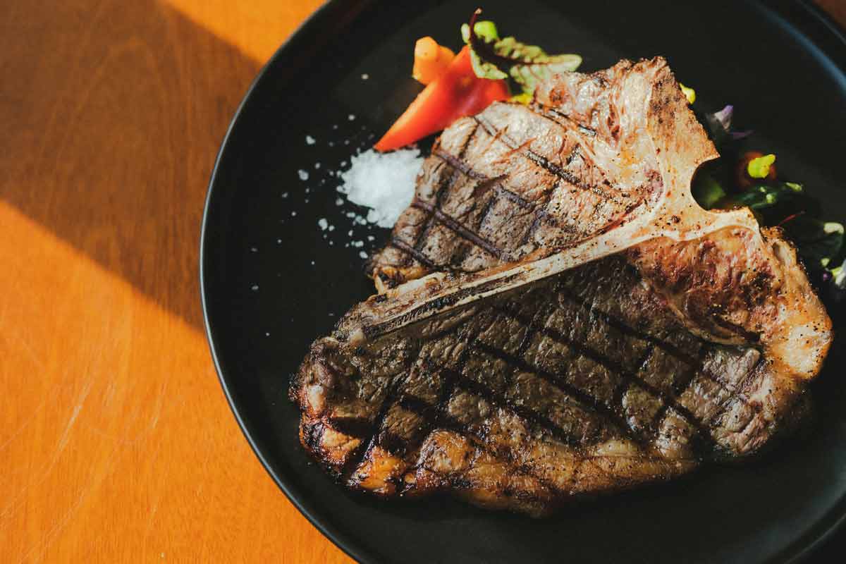 t-bone steak on a plate