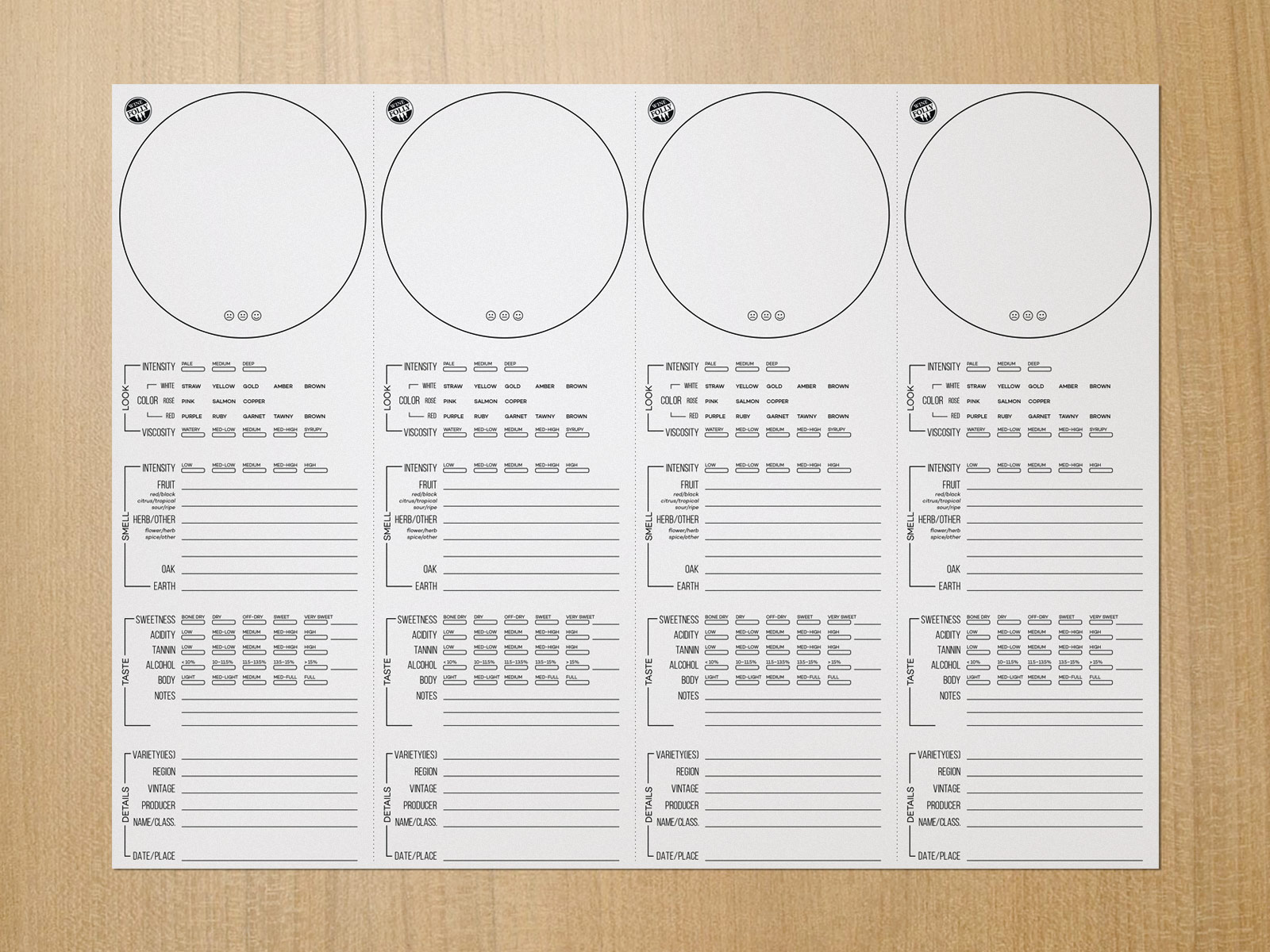 Printable Wine Tasting Sheets