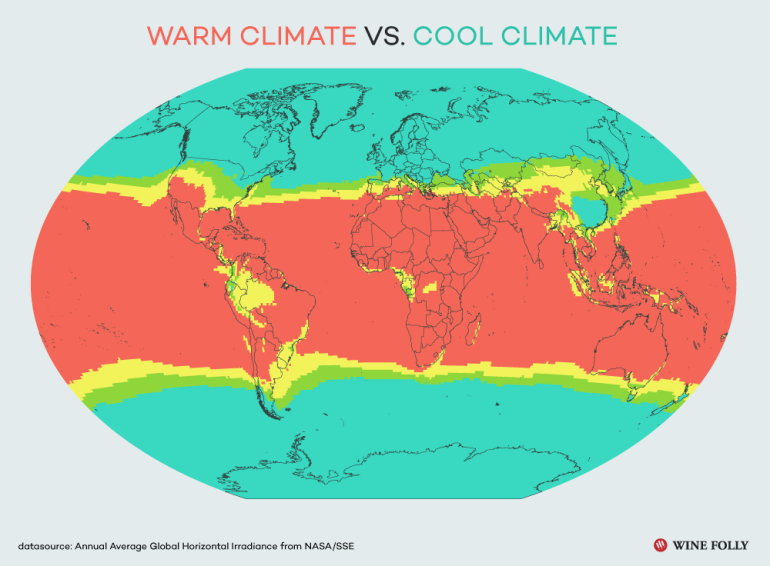 Warm Climate vs. Cool Climate Wines Wine Folly
